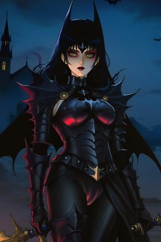 Best quality, masterpiece, The most beautiful dark knight woman portrait in 1980 anime style, dark fantasy, black armor, retro anime, vintage anime, lineart , dark fantasy, dark mood, sexy woman, gothic, dramatic, cinematic, detailed, digital art , horror, dark theme,scary ,girl,danknis,horror,dark theme,1girl