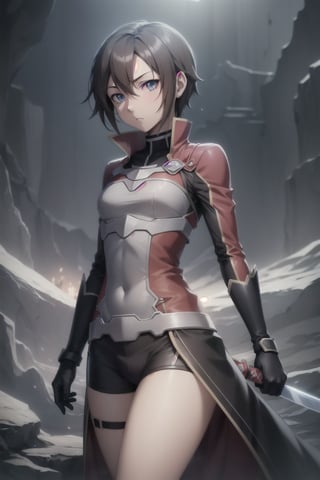 Femboy, Kirito(Sword Art Online), cinematic lighting, cowboy shot, sexy, scenery