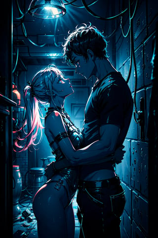 Boy_and_girl_making_out_in_dungeon ((masterpiece, best quality, highres:1.2)) centered, glowing multicolored eyes, dual tone light source, colorful set, back light, glow sparkle, plump lips, dinamic angle, big reflective eyes, masterpiece, cinematic, forest, masterpiece,best quality,official art,extremely detailed CG unity 8k wallpaper