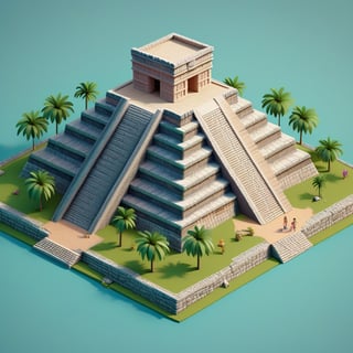 cute 3D isometric model of the the Chichen Itza | blender render engine niji 5 style expressive,3d isometric,3d style,