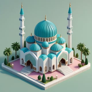 cute 3D isometric model of hagia shopia mosque | blender render engine niji 5 style expressive,3d isometric,3d style,