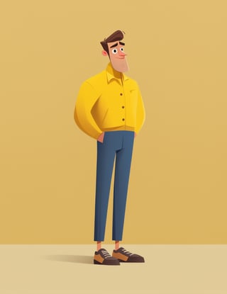 solo, full body, looking at viewer, yellow background,Flat Design,gh3a