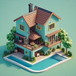 cute 3D isometric model of limas house | blender render engine niji 5 style expressive,3d isometric,3d style,