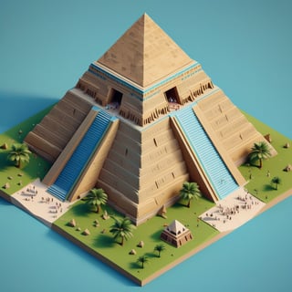 cute 3D isometric model of the great pyramid of giza | blender render engine niji 5 style expressive,3d isometric,3d style,