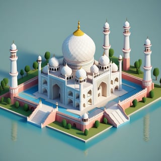 cute 3D isometric model of the taj mahal | blender render engine niji 5 style expressive,3d isometric,3d style,