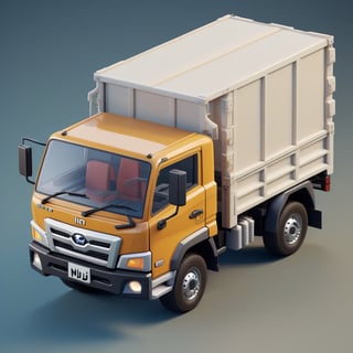 cute 3D isometric model of a hino ranger cargo | blender render engine niji 5 style expressive,3d isometric,3d style