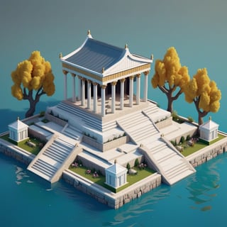 cute 3D isometric model of the Mausoleum at Halicarnassus | blender render engine niji 5 style expressive,3d isometric,3d style,