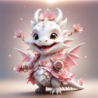  portrait of cute dragon,(dynamic  pose), high quality,(happy atmosphere) ,,smile, , (wind effect), cherry_blossom background,sun light,(full body image:1.5),,,cute dragon,