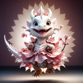  portrait of cute dragon,(dynamic  pose), high quality,(happy atmosphere) ,,smile, , (wind effect), cherry_blossom background,sun light,(full body image:1.5),,,cute dragon,