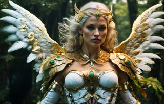 (wide angle),(Aetherpunk style:1.4),8k , ultra quality ,nature,pagan imagery,intricate detailed, beautiful valkyrie ,gold detailed holy gorgeous armor,intricate detailed wide angelic wings,spreading angelic wings wide,utopia,magic,detailed,mages,outdoors,amazing scenery,(highly detailed:1.2),(ultra realism:1.2), realistic, detailed, textured, skin, platinum white hair, green eyes, by Alex Huguet, Mike Hill, Ian Spriggs, JaeCheol Park, Marek Denko
,detailmaster2,more detail XL,(half body image)