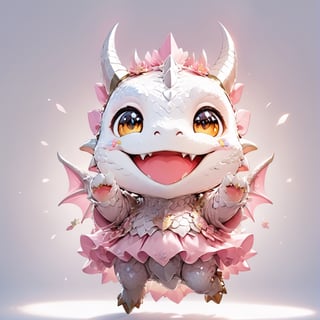  portrait of cute dragon,(dynamic  pose), high quality,(happy atmosphere) ,,smile, , (wind effect), cherry_blossom background,sun light,(full body image:1.5),,,cute dragon,sticker