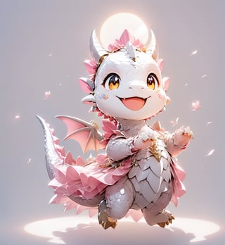  portrait of cute dragon,(dynamic  pose), high quality,(happy atmosphere) ,,smile, , (wind effect), cherry_blossom background,sun light,(full body image:1.5),,,cute dragon,sticker