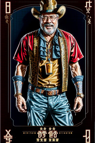 8k, In a saloon, Sergio Leone's movie style, dust, hot day,wild angle, low angle, Masterpiece, western style, indor shot of Cheech Marin wearing hawaiian shirt, whisky bootle, in a western movie saloon, candle light, laughing, high quality, full body, high angle, highly detailed, extremely detailed, hyper realistic texture, fantasy,, studio photo, intricate details, highly detailed