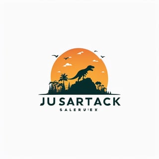 Create a minimalist and simple negative space logo of a T-rex in a park. Use clean lines to depict the silhouette of a otter with a subtle play of positive and negative spaces to enhance depth. Incorporate minimalistic foliage to highlight the prehistoric atmosphere. Capture the essence of Jurassic park with monochromatic tones, conveying a sense of mystery and awe, typography, conceptual art, illustration