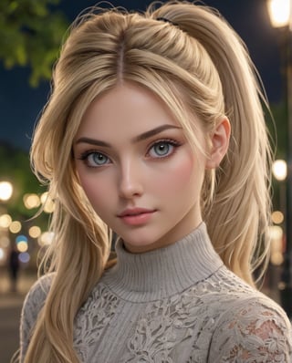 {(closeup, woman, beauty, {long blonde hair with ponytail}, light colored eyes, casual and comfortable clothes, facing the viewer, {public park at night as background}, (masterpiece:1.5), (best quality:1.5), (beautiful + aesthetic + harmonic), (ultra detailed face, ultra detailed eyes, ultra detailed mouth, ultra detailed body, ultra detailed hands, ultra detailed clothes, ultra detailed background:1.5), ({symmetrical intricate
details + sharpen symmetrical details}:1.5) | 