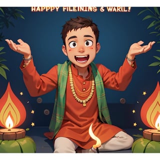 Smart man Johnny is to celebrate, Happy diwali festival,