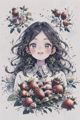 1girl, beautiful face, looking at viewers, smile, strawberries, CrclWc, white background, perfect light, pastel,
masterpiece, beautiful details, perfect focus, 8K wallpaper, high resolution, exquisite texture in every detail,pastel, cartoon