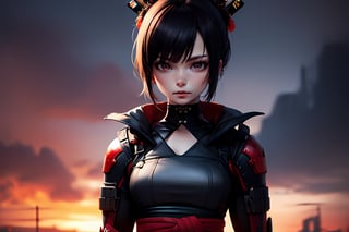 anime girl cyberpunk style, samurai