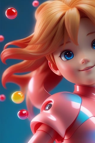 Detailed plastic material, best quality, (very detailed model), (best quality), octane rendering, ray tracing, very detailed, 3D toy, exaggerated giant hair, Asuka langley, wearing red plugsuit, red latex clothes (full body ) (3D hair,  ((kids)), beautiful blue eyes, cute big eyes, cute face, pastel colors gradient, fluorescent translucent, colorful, plastic, children, transparent, product design , glowing jelly, delicate cute plastic, aesthetic light and shadow 3d, digital art, translucent plastic bubblegum, close-up, 3d, super detailed, generate front view, side view, rear view triple view, borderless, c4d, Octane rendering, Blender , HD, full body, smile, tshirt design, 