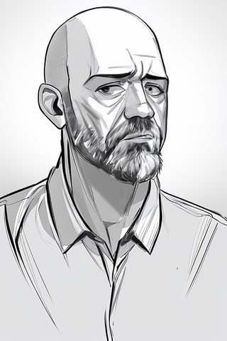 bald and beard man sketch style