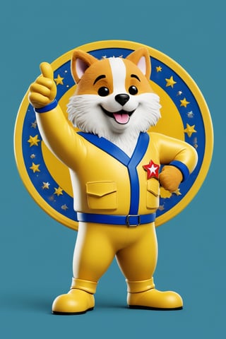 A vibrant, golden badge featuring a cheerful mascot, Champ, standing triumphantly with a thumbs-up gesture and an arm raised in victory, set against a bright blue background with subtle gradient effect. Champ's bright yellow outfit is adorned with shiny stars and a bold, red W emblem on the chest, symbolizing achievement and excellence. The badge's center is slightly rounded, giving it a friendly, approachable feel. In the top-left corner, the words You Did It! are written in bold, white font, completing the design.,MagMix Girl