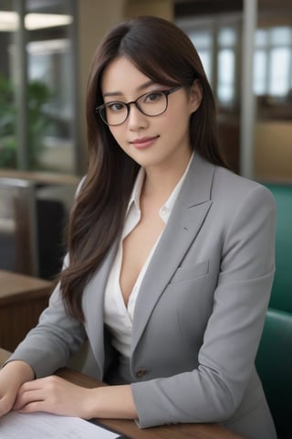 Stunning IT systems engineer, her lithe figure draped in chic business casual attire as cascading raven tresses frame emerald eyes shielded by fashionable glasses. Cleavage, big boobs, Warm, inviting smile and confident poise exuding intelligence and approachability. An unforgettable vision of brilliant feminine grace and technical mastery.
, photorealistic:1.3, best quality, masterpiece,MikieHara