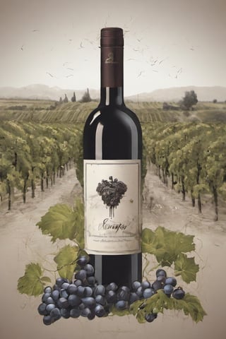 grapes malbec vendimia cuyo wineyards iilustration wines bottles

