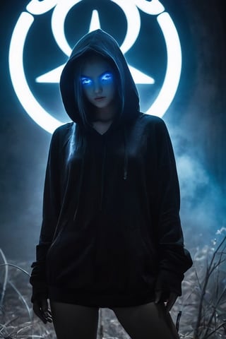 ((Dark)),epic,8k,fantasy,ultra detailed,Magic,((hood)),(hoodie),((((hair over one eye)))),casting spell,blackhole,menancing,((glowing eyes)) ((BLUE eyes)),((glowing)),((Bloom)),magnificent,Masterpiece,absurdres,best quality,standing,1girl,human,evil,evil grin,apocalypse,destruction,end of the world,crazy eyes,Crazy,psycothic,looking down,superior,(sadistic),((demoniac)),spear,spectral,ghostly,circle,rim,rim light,crescent,abyssal,Shorts,groin,hip bones,hip lines cowboy shot,Magic Circle,excessive energy,scifi,abyssaltech,dark energy,ethereal,dissolving,see-through,abyss,antitech,scifi,pure energy,thighs,
,chinese girls