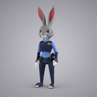 Full body Origami style image of jxdhxps character, police outfit, empty background, Origami 