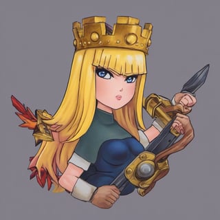 close up anime drawing of woman Donald Trump wearing qxcocxcr cosplay, Clash of Clans text
