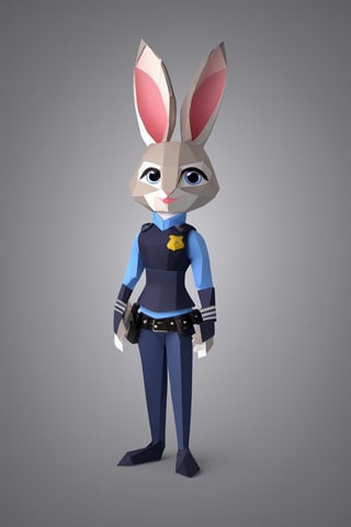 Full body Origami style image of jxdhxps character, police outfit, empty background, Origami 