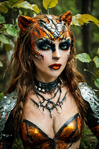 (masterpiece), photograph, (beautiful woman:1.1) wearing [Macedonian|Medieval] warrior suit, fighting stance, in tiger makeup, foliage and lake, epic, fantasy, 🤡, Straps, Sunny, horizon-centered, Energetic, film grain, Fujifilm XT3, L USM, Cold Colors, quantum wavetracing,
,classroom background, fear ambience,horror, 4k, halloween, detailmaster2, DonMn1ghtm4reXL,aw0k halloween makeup