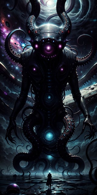 Cosmic horror. Eldergod, (((Lovecraftian Horror))), divine, sacred, madness, eldritch horror.,eldritchtech