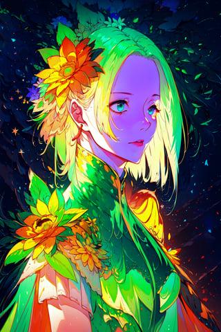 (8k, RAW photo, best quality, masterpiece:1.2), (realistic, photo-realistic:1.37), boa Hancock, flower dress, dark background,flower armor,green theme,exposure blend, medium shot, bokeh, (hdr:1.4), high contrast, (cinematic, teal and orange:0.85), (muted colors, dim colors, soothing tones:1.3), low saturation,1 girl,fate/stay background