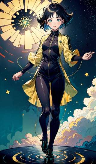(masterpiece), best quality, expressive eyes, perfect face, high res 1.2, absuredres 1.2, high quality, best quality,
Solo standing pose, standing on a skyscraper, starry sky, levitating hair, in center, full body,(buttercup)