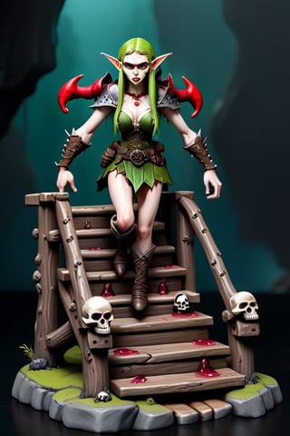 Heavy Elf on Wood brige with Bloddy steps and skulls 