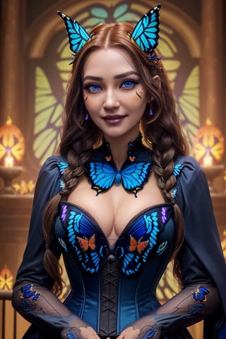 full body,  wizard library in Hogwarts, ultra detailed, ,  8k wallpaper, (1girl in her early 30s: 1.2), (full body wide shot from below: 1.2), (shot on Sony A7 II 50mm : 1.2), (sexy Morticia: 1.2), (corset halloween costume: 1.2), (sexy pose: 1.2), (knowing smile: 1.2), (masterpiece), (photorealistic: 1.2), (raw photo: 1.2),  (depth of field: 1.2), (bokeh: 1.4), (best quality: 1.2),  (detailed face: 1.4), (detailed way hair in braids), (beautiful perfecteyes eyes: 1.4), (butterfly_top: 1.4)