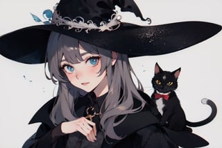 witch with cat on shoulder