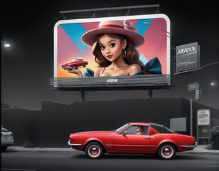 there is a billboard with a woman in a hat and a red car, billboard image, official artwork, extremely high quality artwork, stylized digital illustration, billboard, inspired by Ariana Grande, album art, digital art. , inspired by Vincent Lefevre, in style of digital illustration, high quality artwork, realism art