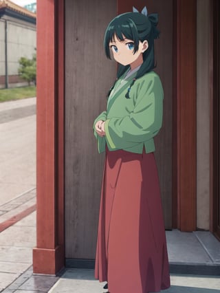 maomao,1girl,green hanfu,red long skirt,
, looking at viewer
