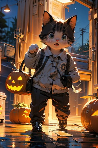 EpicMeo,cat, school uniforms, halloween theme, night lighting