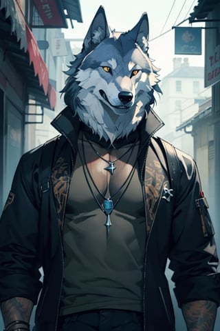 (masterpiece), best quality, wolf tooth necklace, 