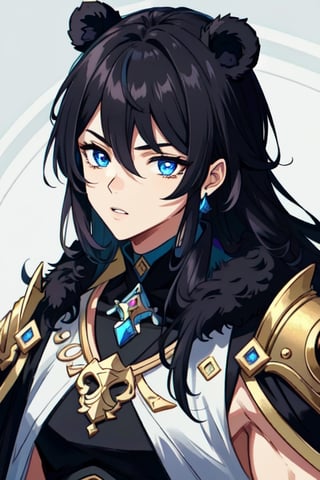 (masterpiece), best quality, expressive eyes, perfect face, perfect eyes, ((best quality)), ((highly detailed)), detailed face, beautiful face, (detailed eyes, deep eyes), male, muscular, big, bear ears, mercenary dress