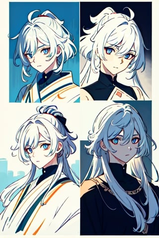 (masterpiece), best quality, expressive eyes, perfect face, perfect eyes, ((best quality)), ((highly detailed)), detailed face, beautiful face, (detailed eyes, deep eyes), female, big deep blue eyes, ((long voluminous hair)), ((white hair)), deep eyes, ((pelt tribal heavy clothes)), smile, character \(series\)