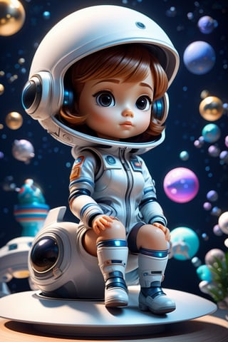 Toy with a little doll with a helmet, cute 3d render, cute detailed digital art, female explorer mini cute girl, cute digital painting, stylized 3d render, cute digital art, cute render 3d anime girl , the little astronaut looks up, cute! c4d, portrait anime space cadet girl, sitting on a white pedestal
  
