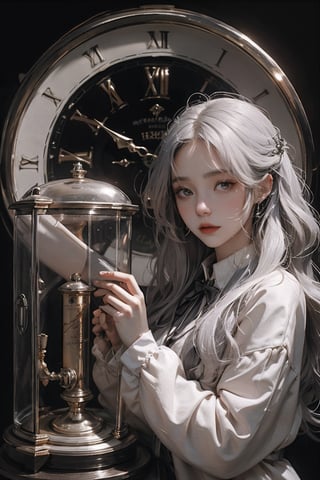 beautiful 1woman,one woman,beautiful,silver long hair color
experimenting with time
laboratory,experiment,time,clock