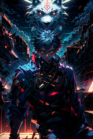 masterpiece, best quality, ultra-detailed, texture, detail eyes,8k, 1boy, Megumi a man in a blue coat and blue pants, default_outfit , doing a fighting stance, white wolf in the background, looking at viewer, detailed eyes, detailed face,
,look at the viewer,in space station,cloud,colorful,starry,stars,sitting(homoerotic),highly detailed, sharp focus, intricate, smooth, elegant, 8 k, fantasy, cinematic lighting, cinematic, masterpiece, matte, photorealistic, 4 k, 8k, beautiful, volumetric lighting, dramatic lighting, detailed, realistic, intricate details, ultra realistic, high detail, centered, hyper detailed, 4k, 8K, hyperrealistic, hd,depth of field