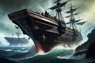 (8k HDR), (masterpiece, best quality),

Captain Jack Sparrow’s Rogue Trader Ship:

"In the grim darkness of Warhammer 40K, Captain Jack Sparrow commands a Rogue Trader vessel, The Black Pearl, a heavily modified spacecraft known for its astonishing speed and stealth capabilities. Sparrow, wearing a tattered coat with Inquisitorial insignias, navigates through warp storms and xenos blockades with his peculiar blend of cunning and charm. The ship’s crew, a motley assembly of humans, mutants, and aliens, engage in daring escapades across the galaxy, seeking ancient artifacts and forbidden lore."

dark and vibrant, mystical, (micheal bay cinematic shots), depth of field, 2D