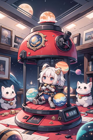 (masterpiece, best quaility), (4K, HDR), ((Warhammer 40K), Space Marine, Space Wolves Legion, on a Space ship, space, planets, night, dark,chibi