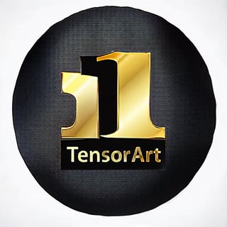 Minimalist, logo design,gold and black , add text "TensorArt", 1 year aniversary